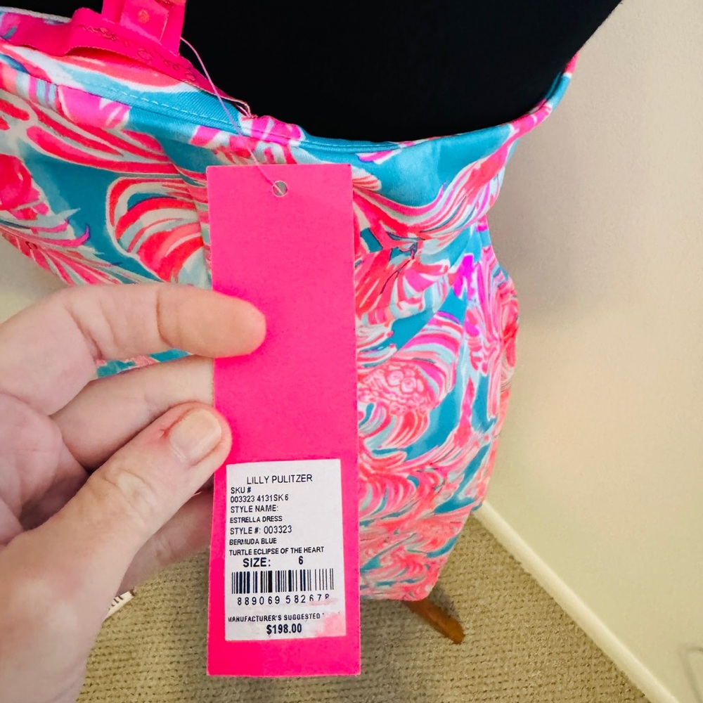 NWT Lilly Pulitzer One-Shoulder Dress in Pink and Blue - Picture 10 of 11
